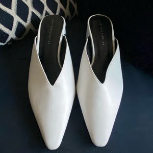 White Zara pointy mule pumps